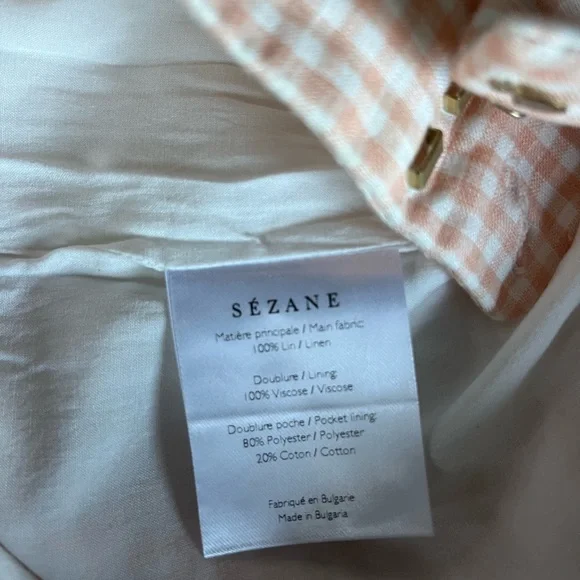 Sezane Lucas Peach Gingham Shorts - Picture 5 of 5